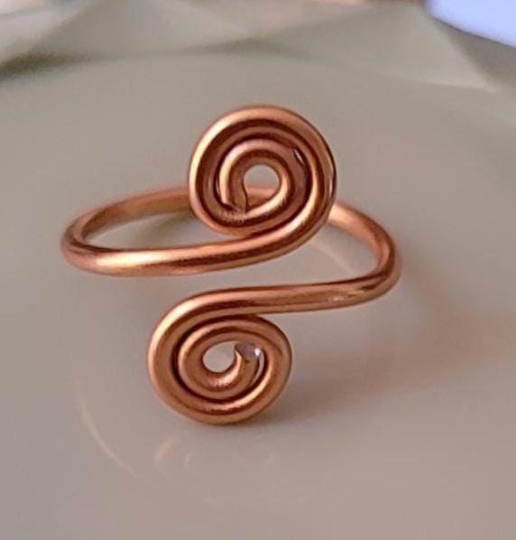 Double Spiral Anodised Aluminum Wire Ring. Adjustable, Statement ring, for men or women