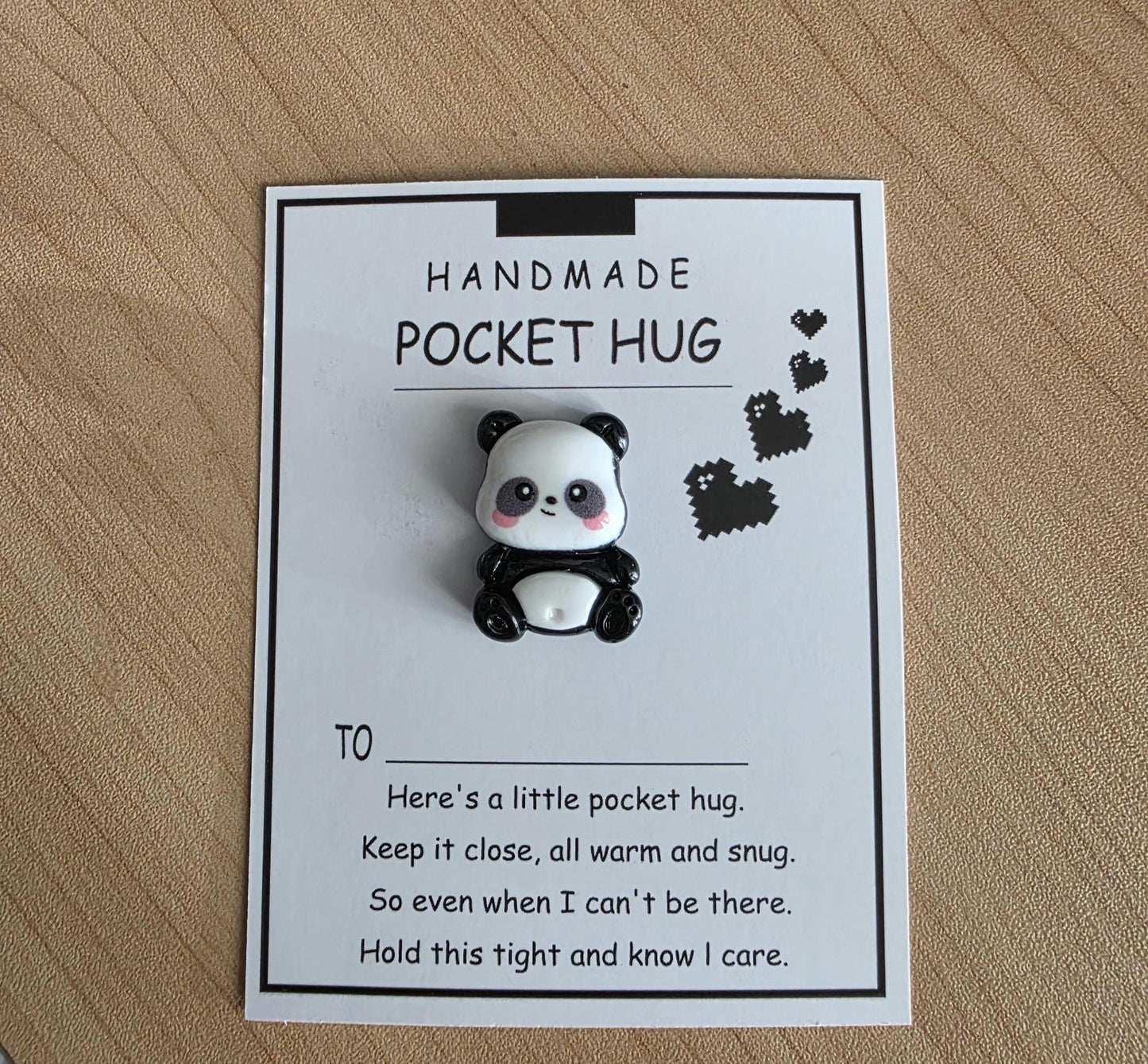 Panda Pocket hug, motivational, caring gift, positivity gift, mental health support, thinking of you