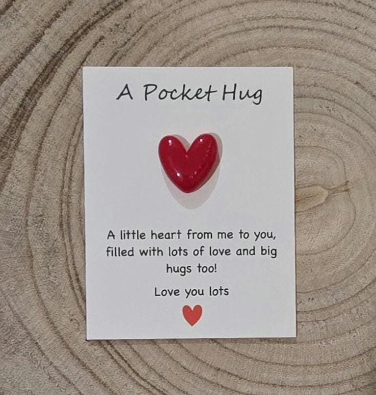 Pocket Hug Card, Heart Keepsake Token, Thinking of You Gift