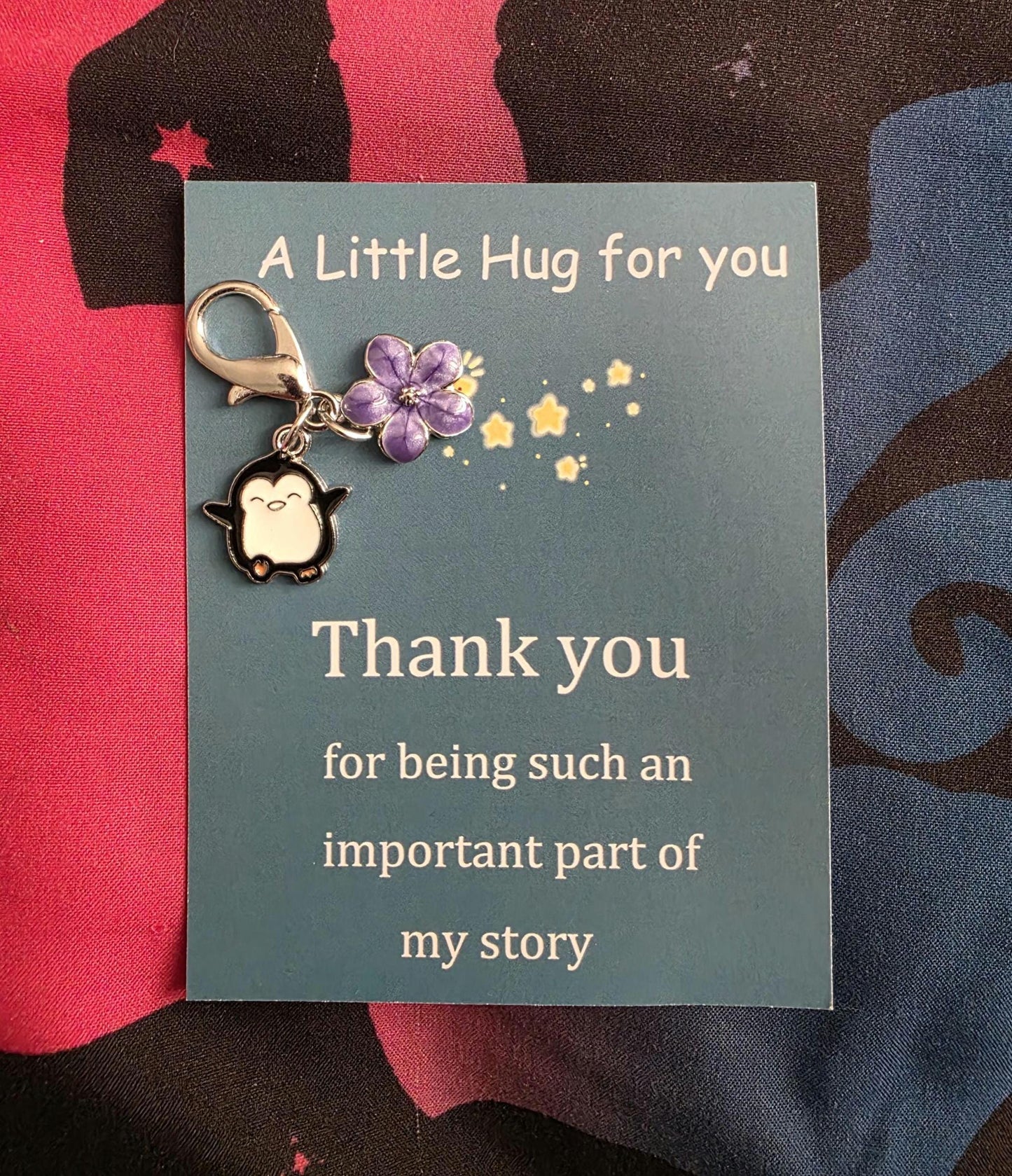 A Little Hug penguin keychain, thank you gift, appreciation token