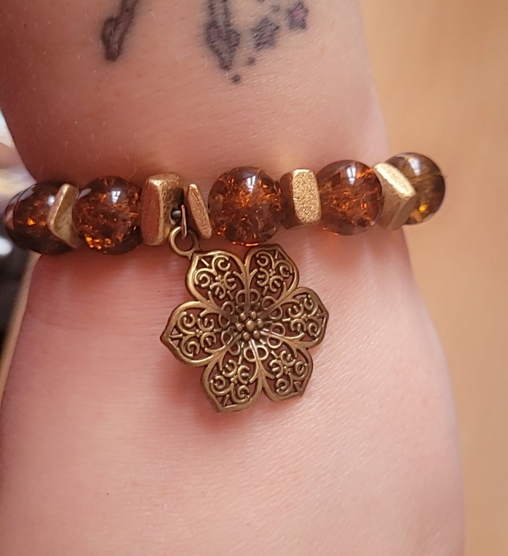 Boho Vintage flower chunky beaded bracelet