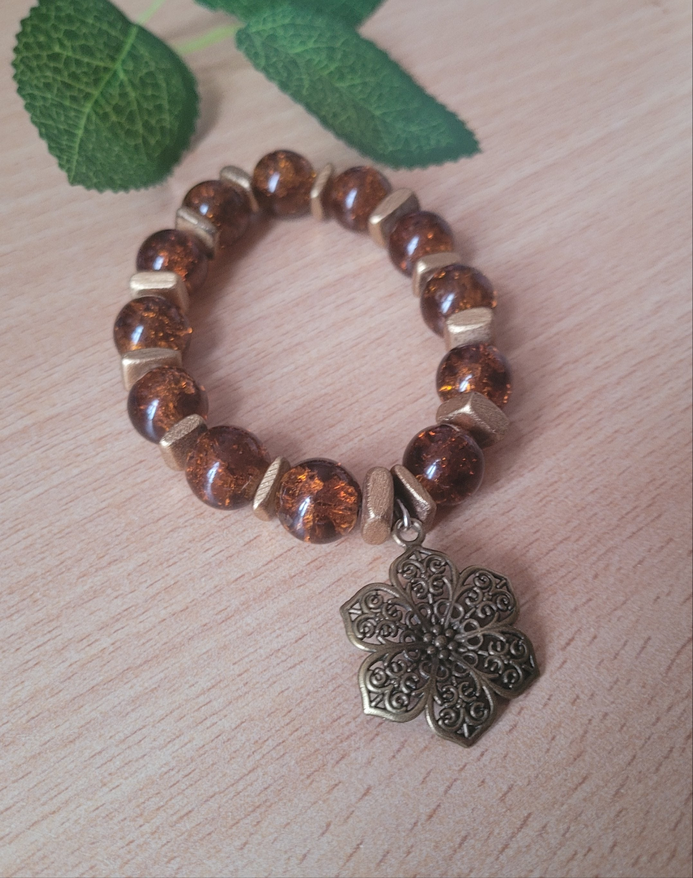 Boho Vintage flower chunky beaded bracelet