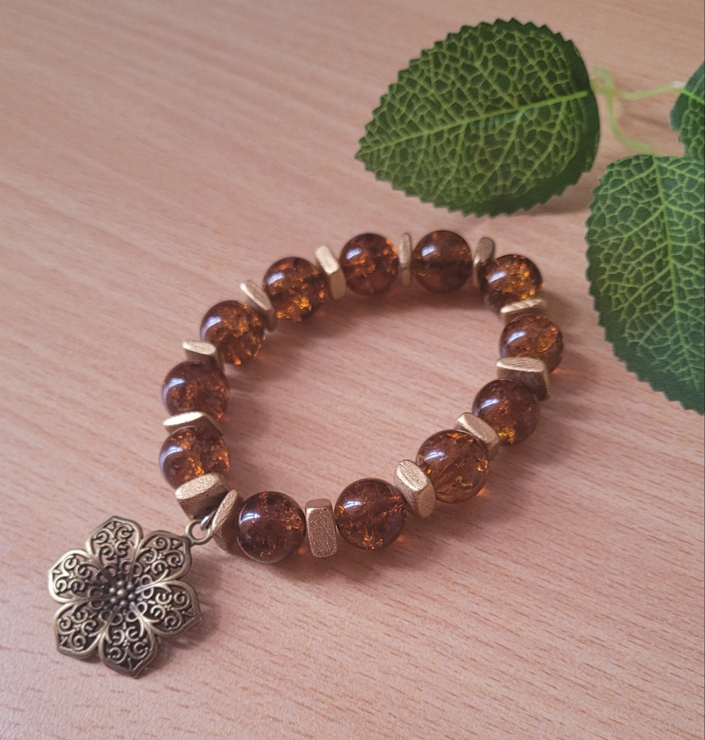 Boho Vintage flower chunky beaded bracelet