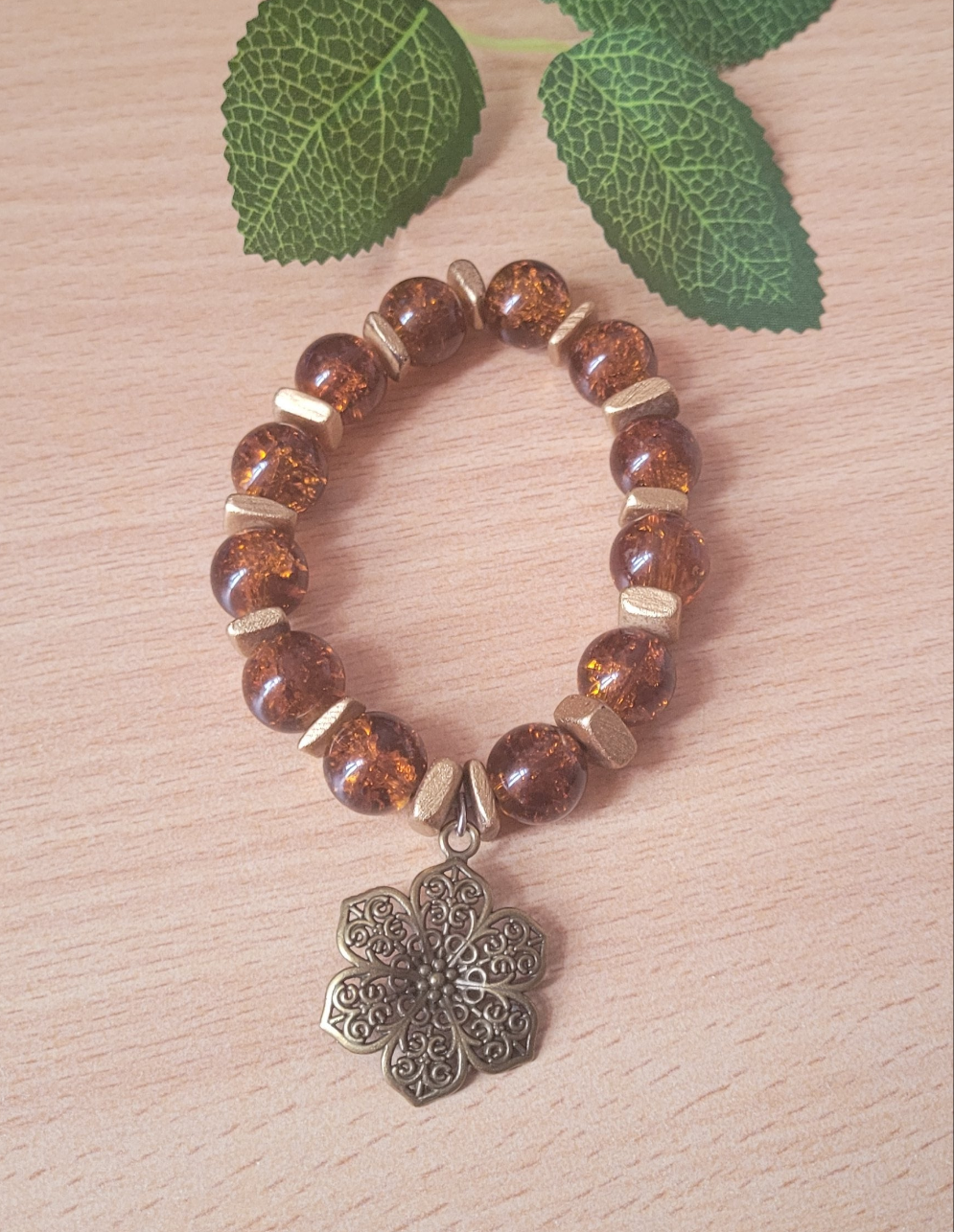 Boho Vintage flower chunky beaded bracelet