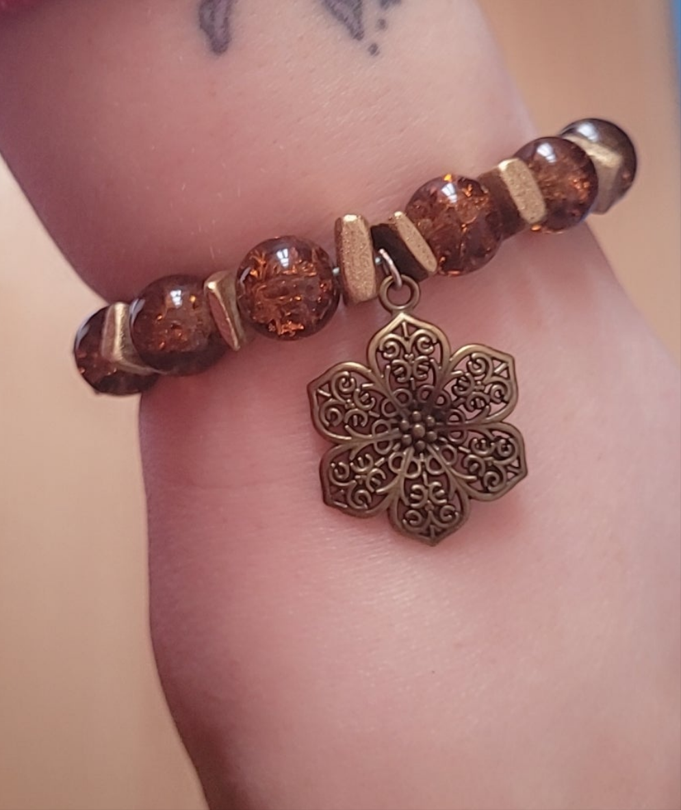 Boho Vintage flower chunky beaded bracelet