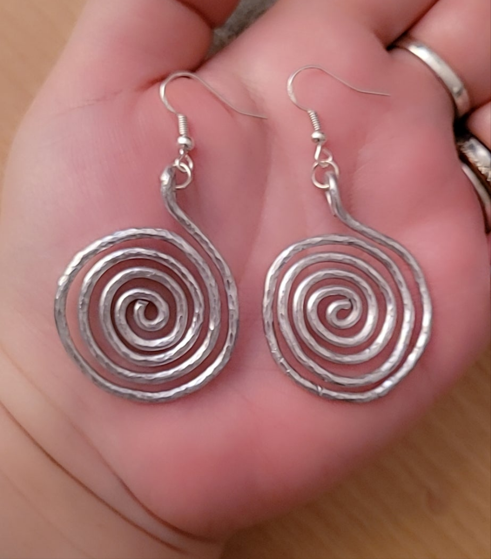 Spiral hammered Dangle Earrings