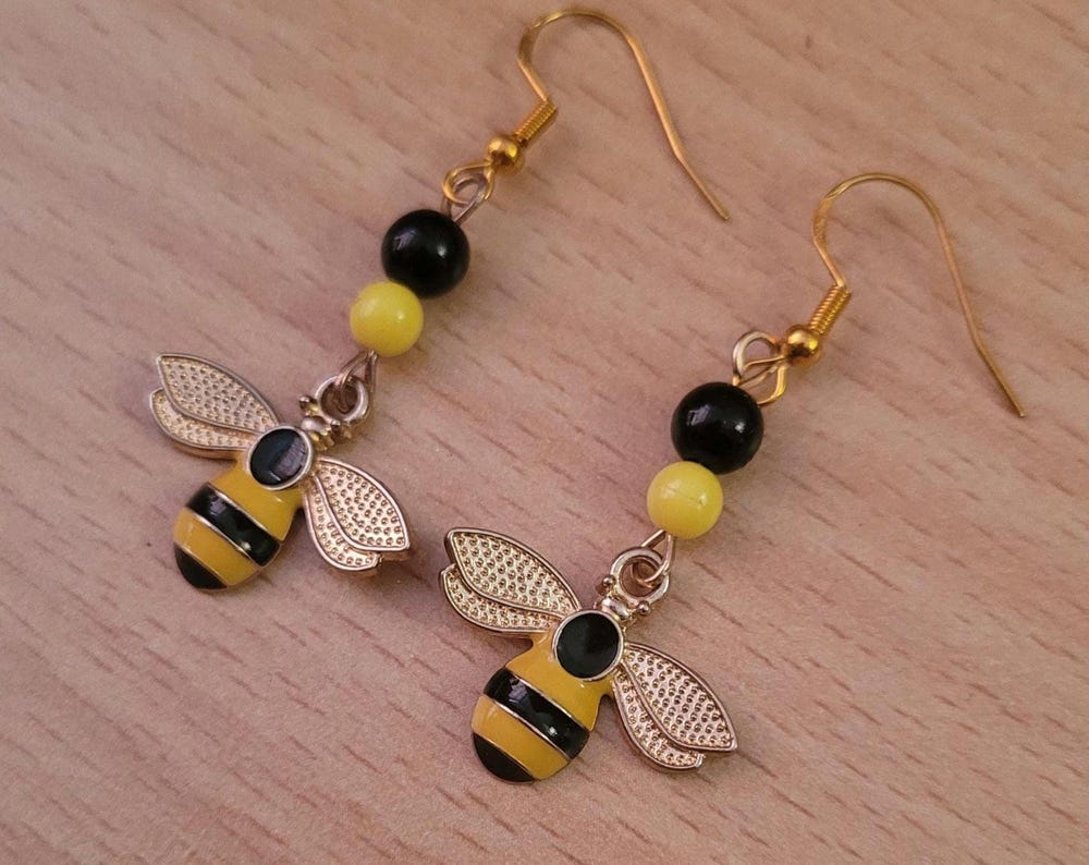 Bumble Bee Dangle Earrings