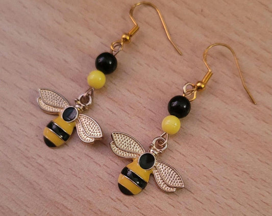 Bumble Bee Dangle Earrings