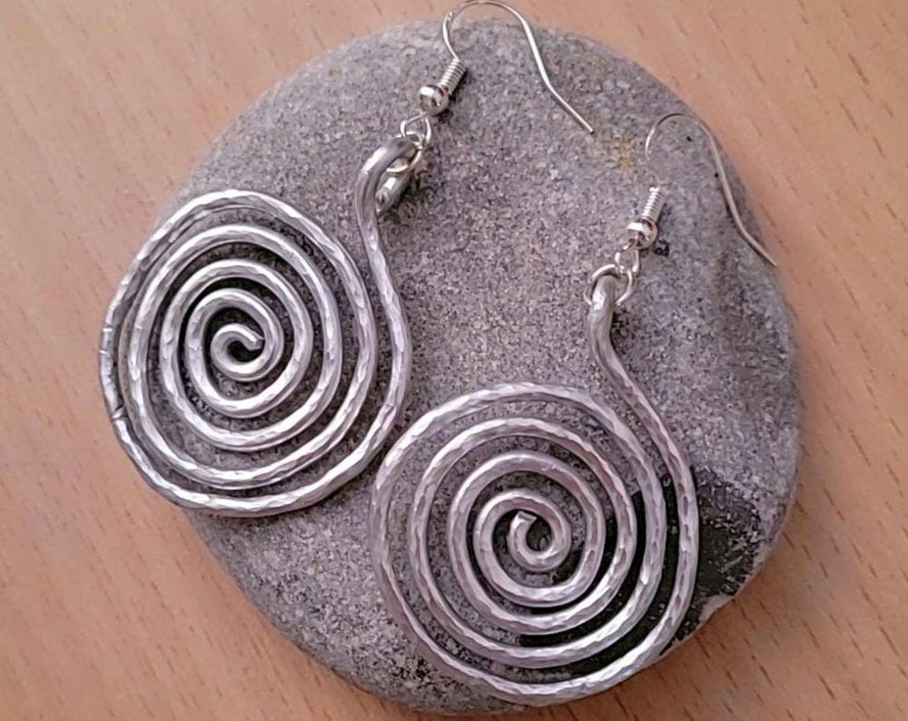 Spiral hammered Dangle Earrings