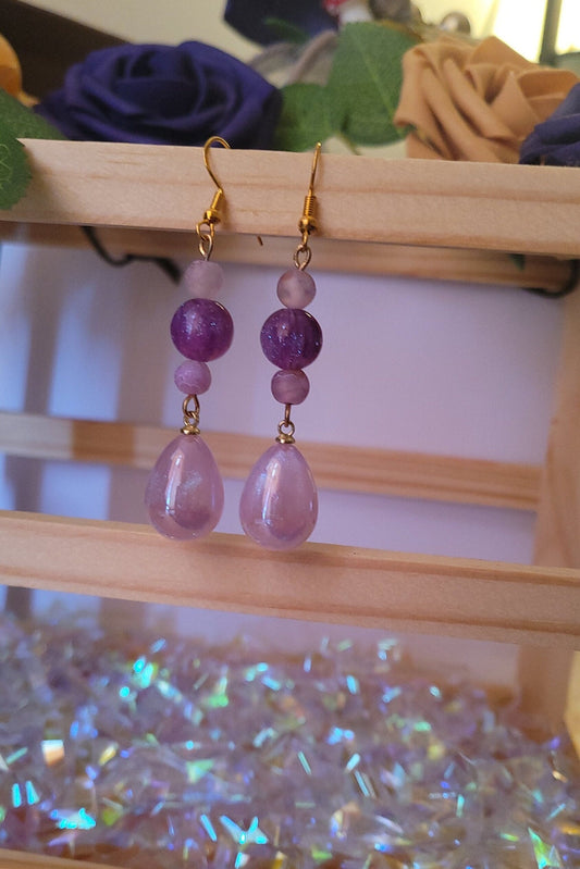 Teardrop Beaded Drop Earrings: Shimmering Mermaid Style, Gold Plated