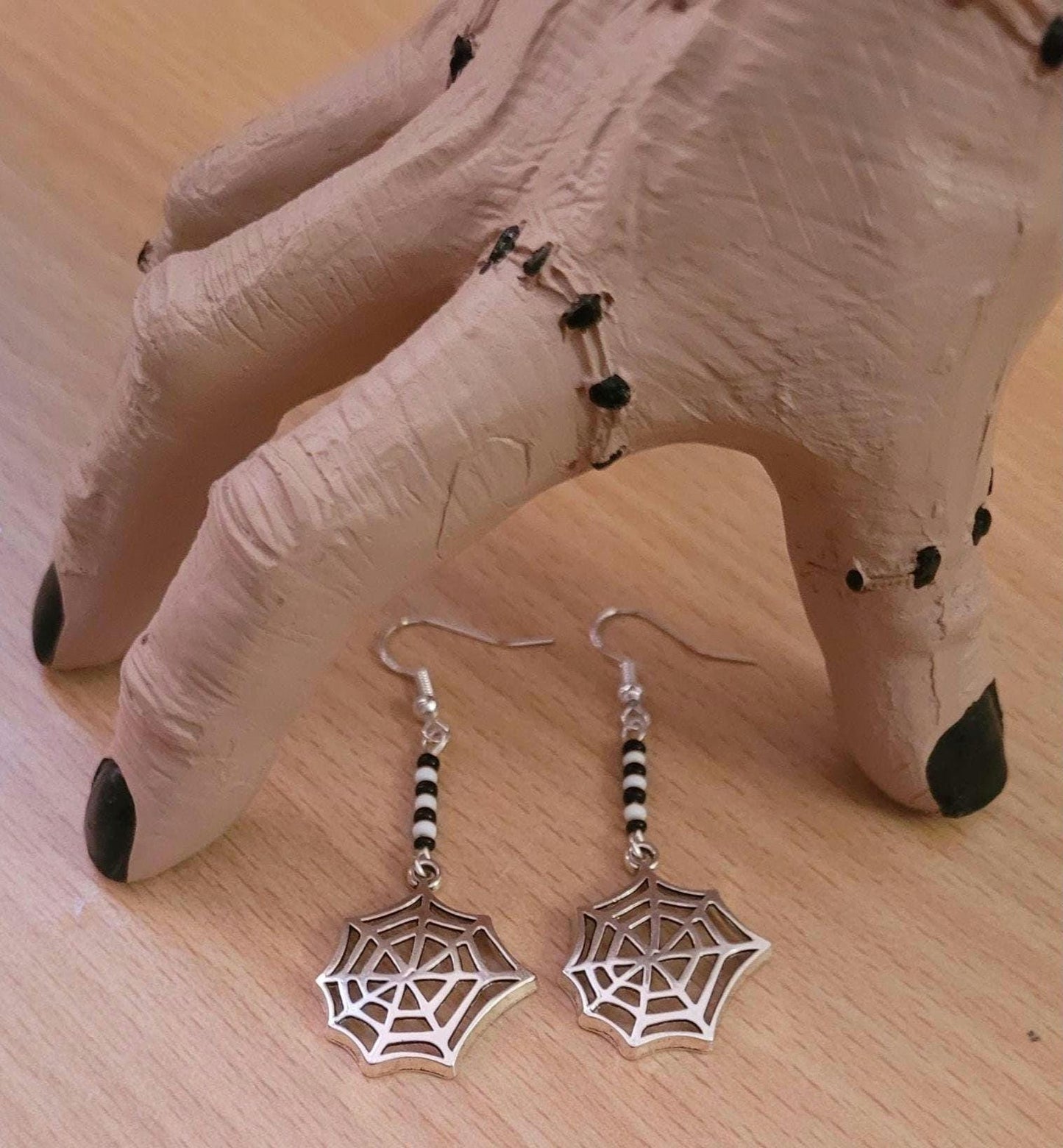Spiderweb Dangle Earrings, Sterling Silver, Halloween Spooky Jewelry