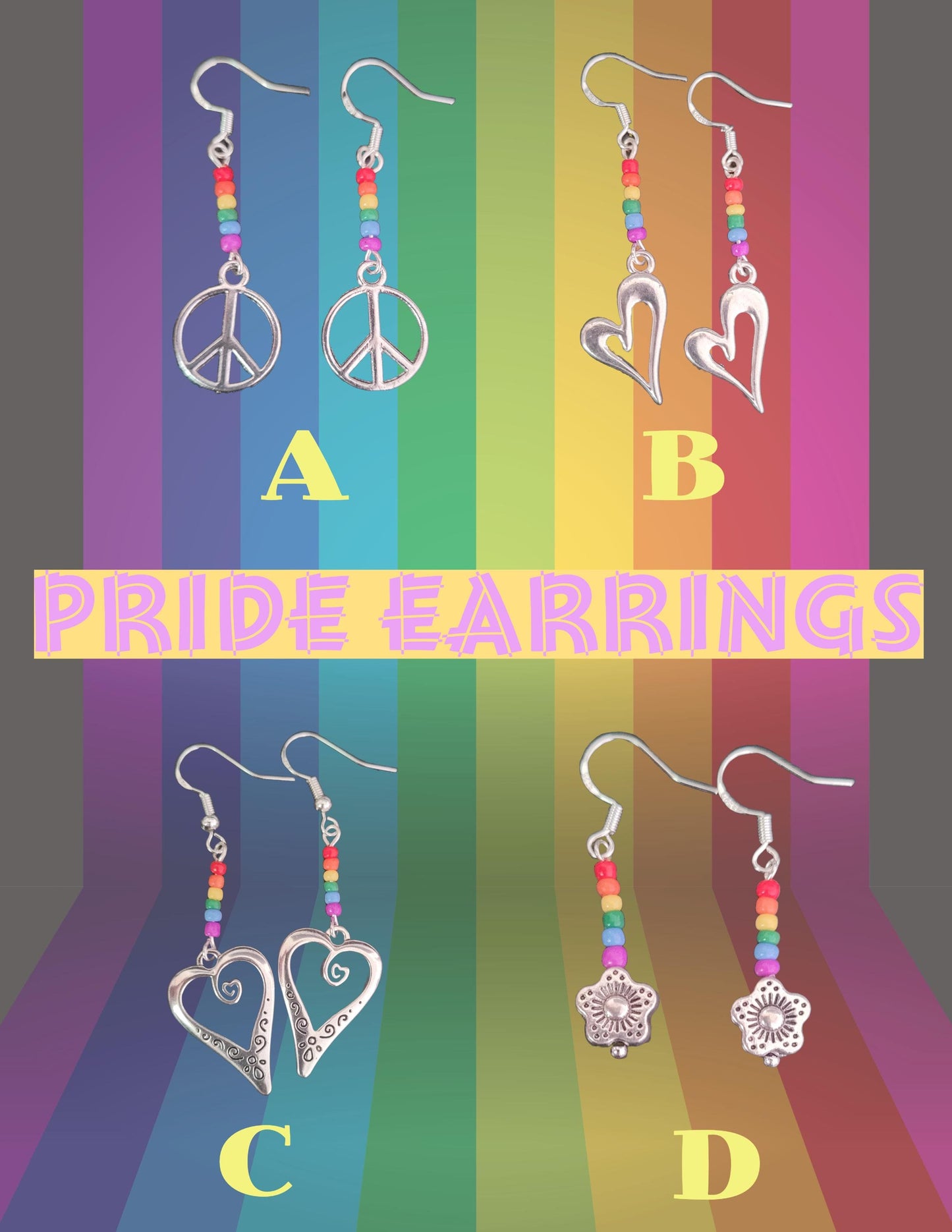 PRIDE dangle beaded earrings. Love, PRIDE 2025, LGBTQ+