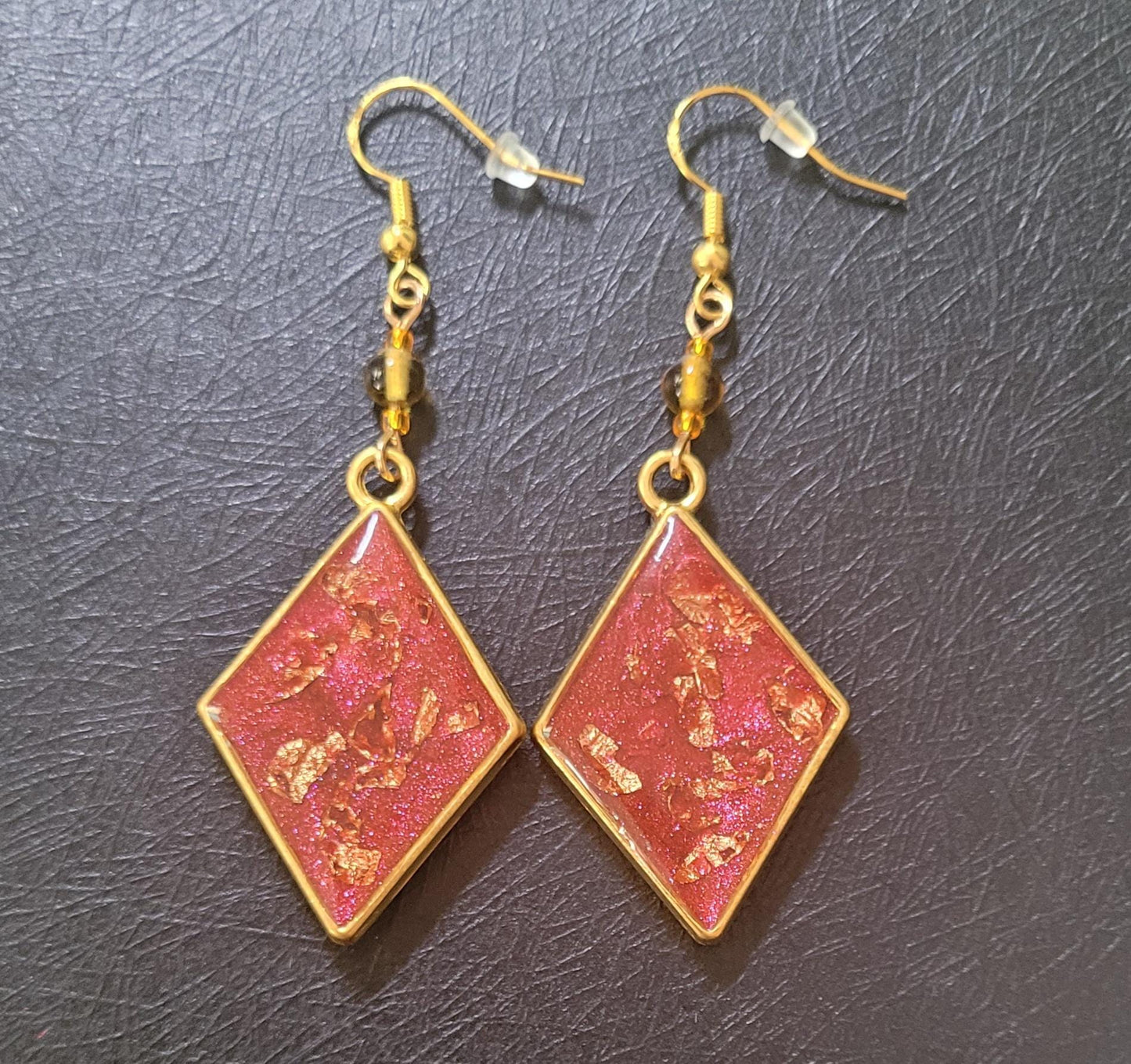 Autumn inspired Resin Dangle Statement Earrings. Unique, S925 ear wires