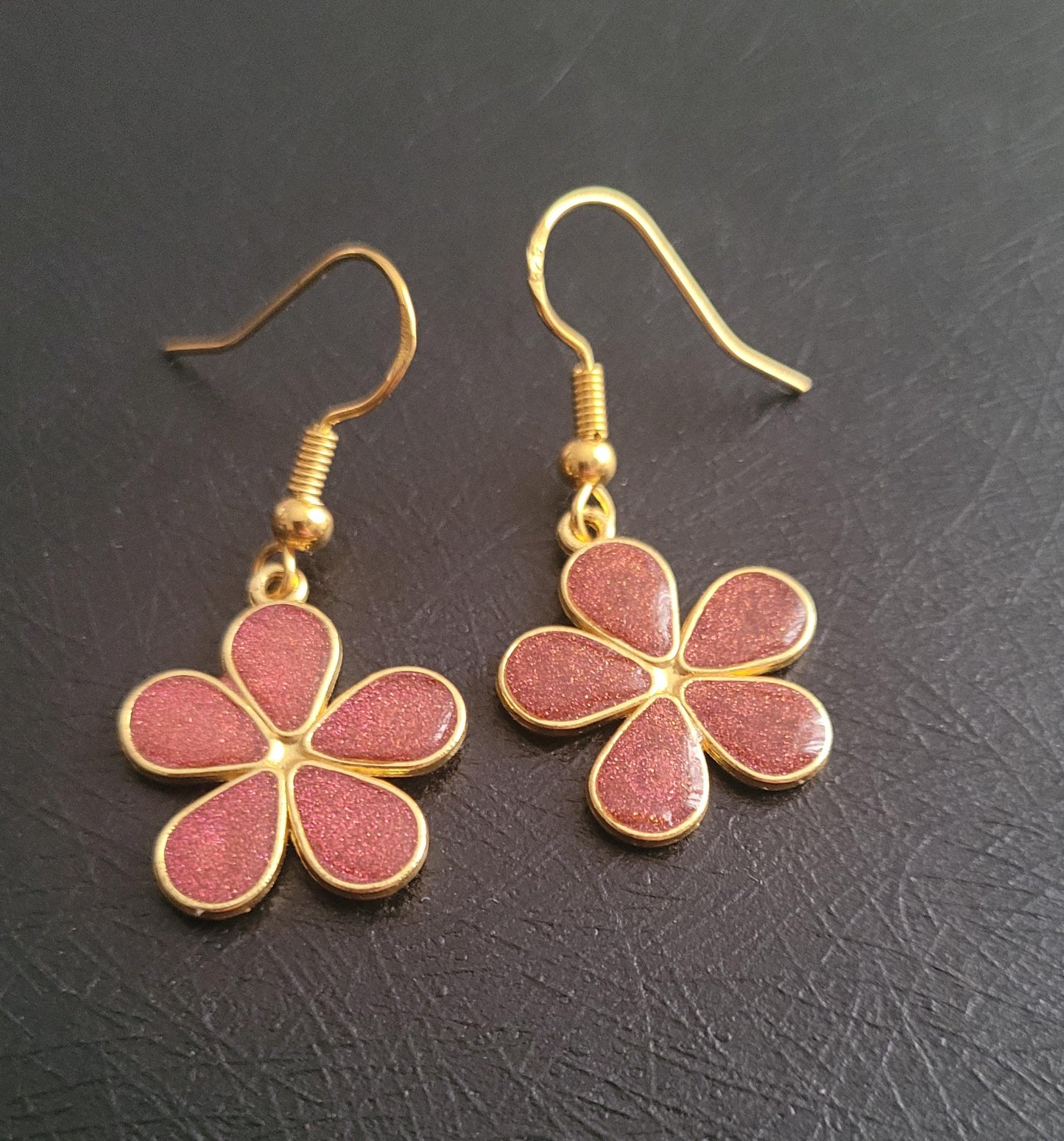 Small Resin Flower Lightweight Earrings. Autumn inspired, S925 gold ear wires