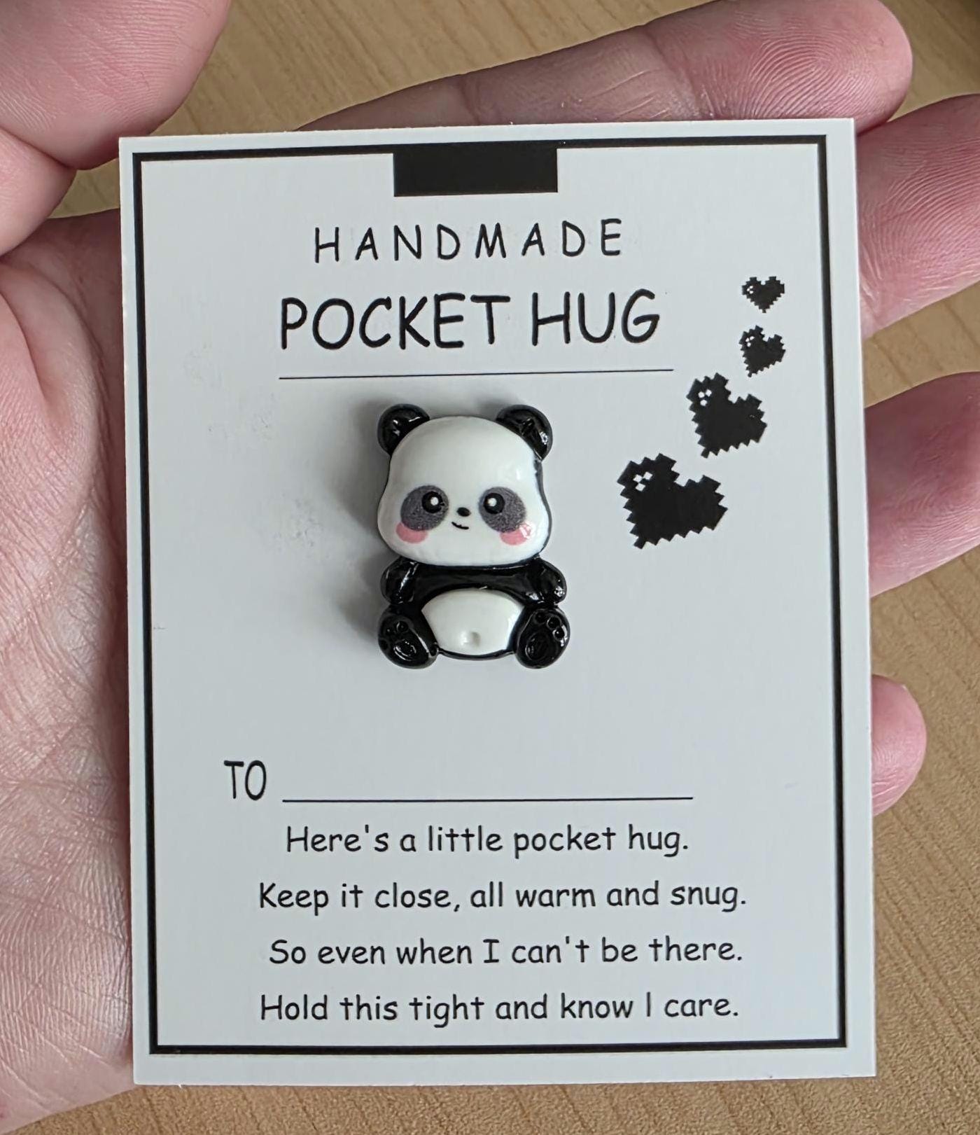 Panda Pocket hug, motivational, caring gift, positivity gift, mental health support, thinking of you