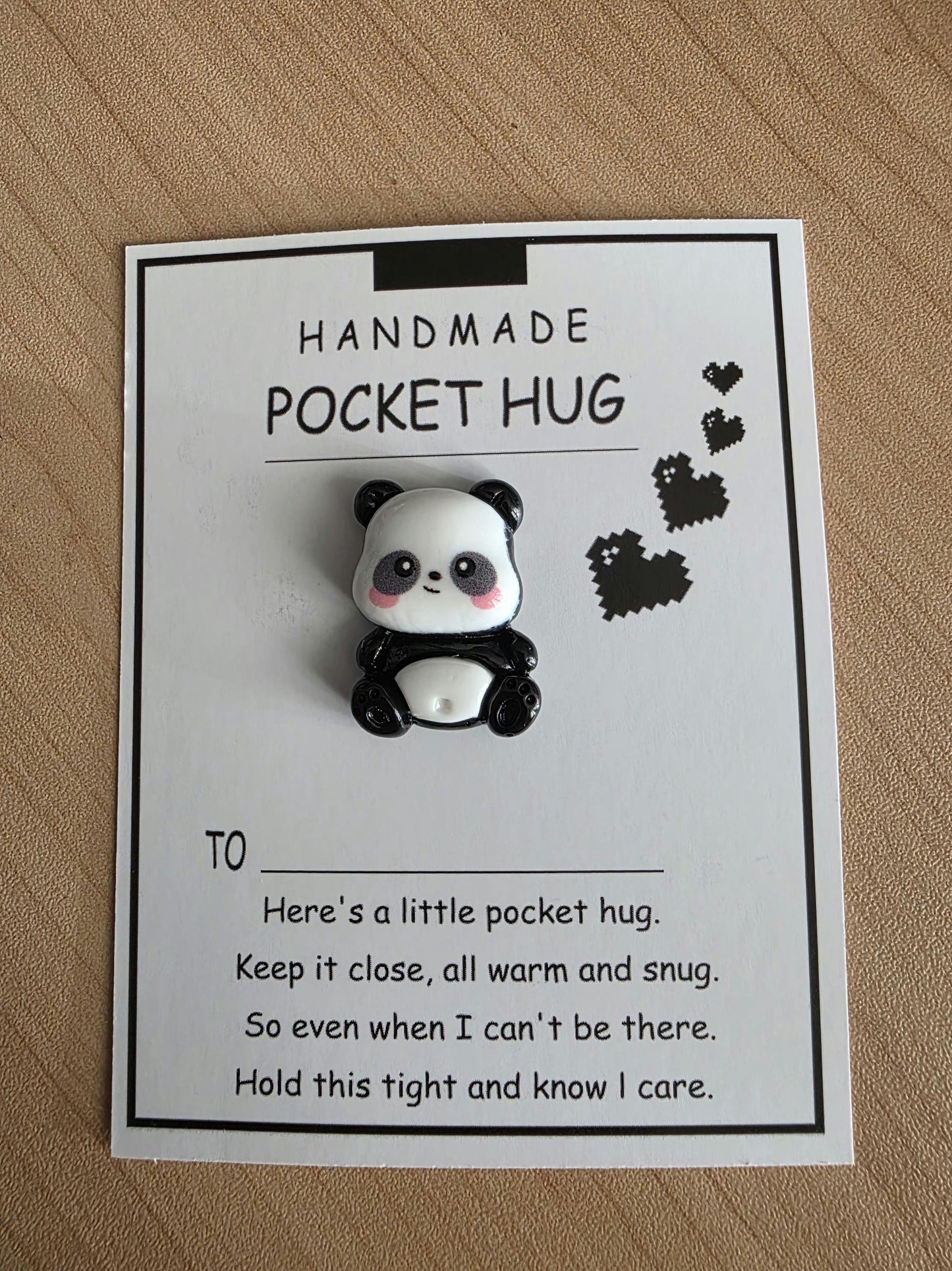 Panda Pocket hug, motivational, caring gift, positivity gift, mental health support, thinking of you