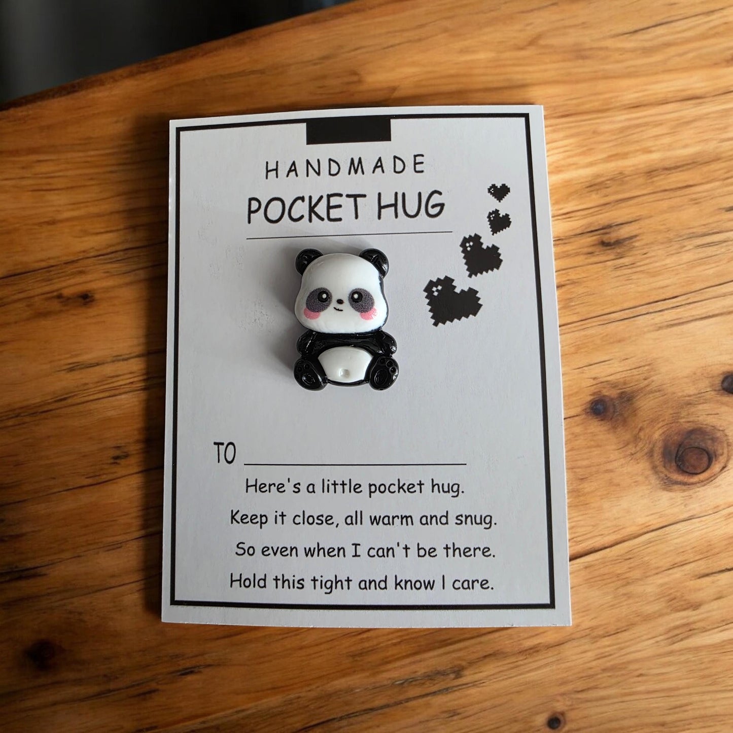 Panda Pocket hug, motivational, caring gift, positivity gift, mental health support, thinking of you