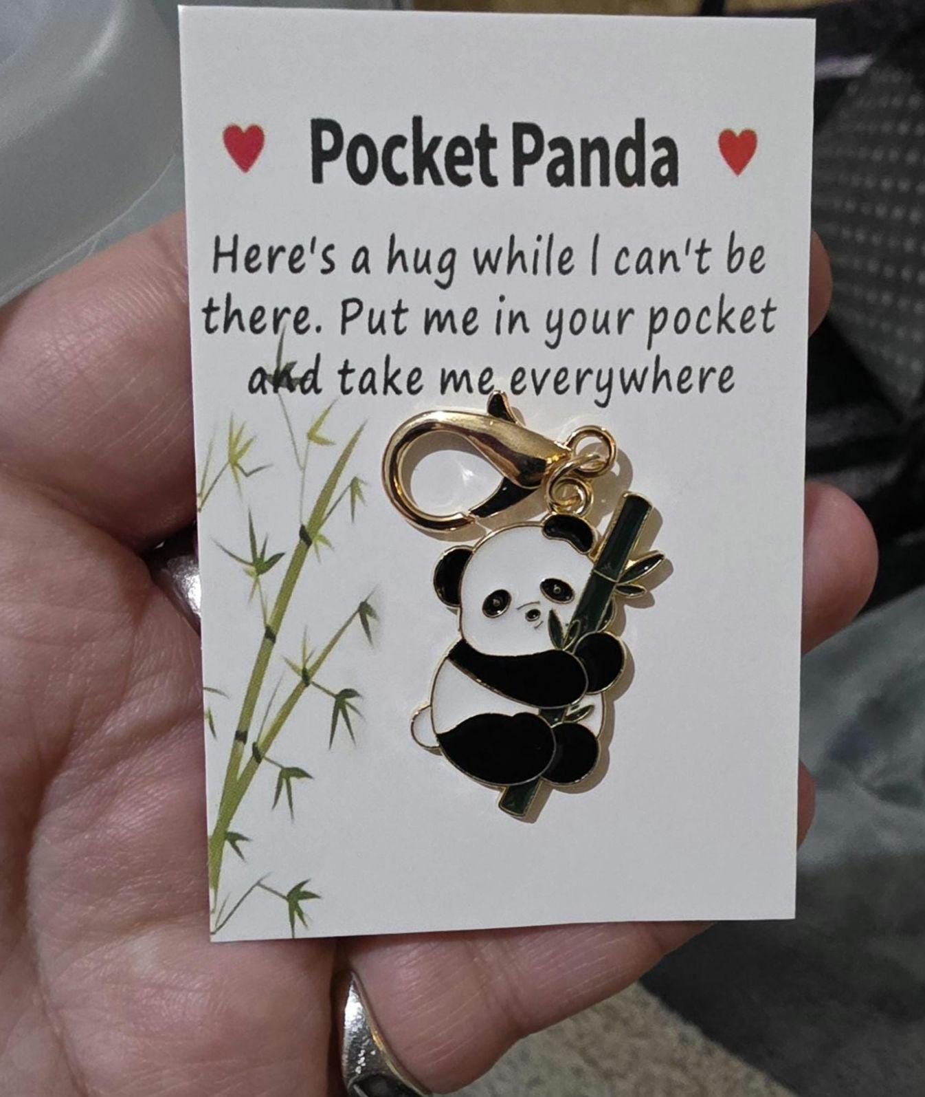 Pocket Panda Hug Token, Keepsake Charm, Thinking of You Gift