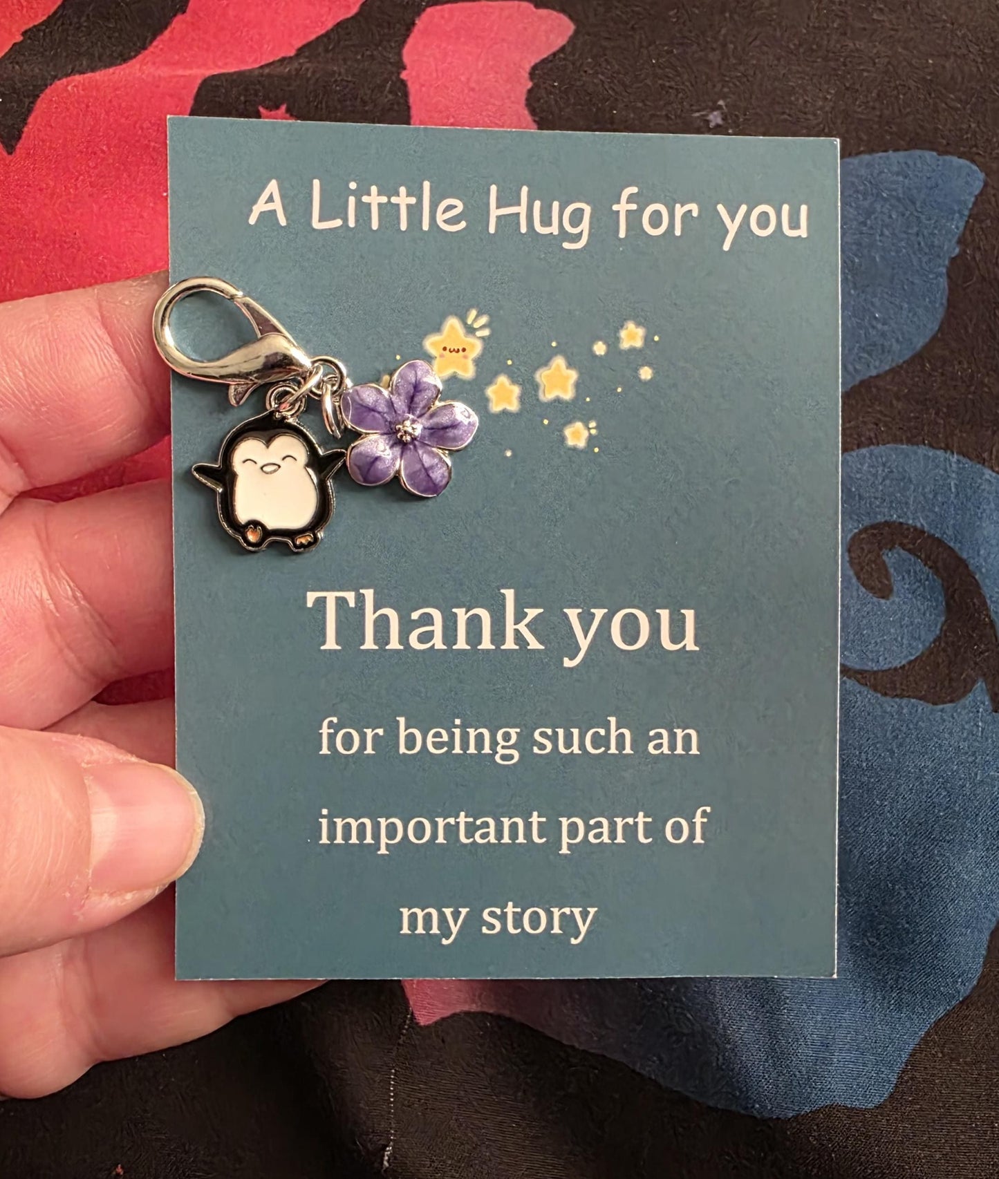 A Little Hug penguin keychain, thank you gift, appreciation token