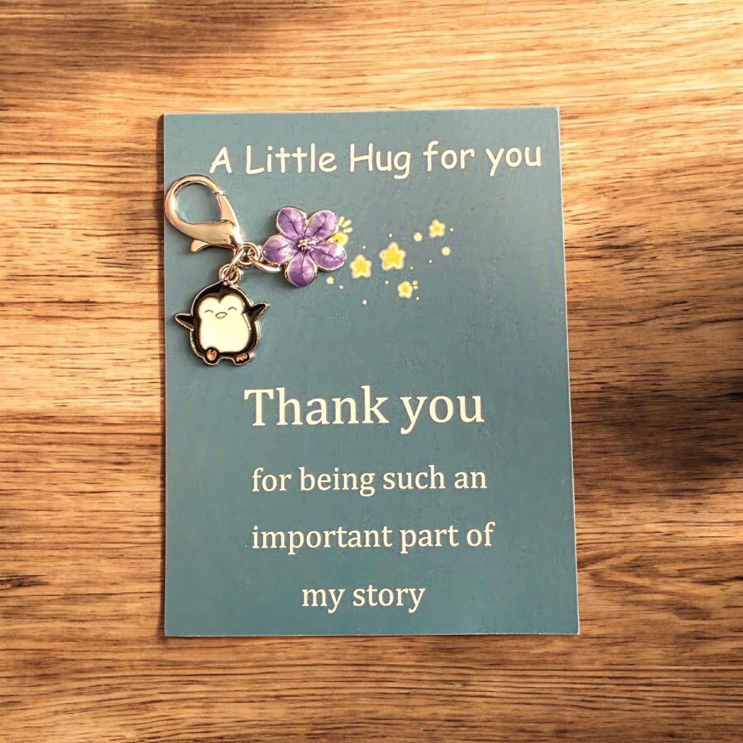A Little Hug penguin keychain, thank you gift, appreciation token