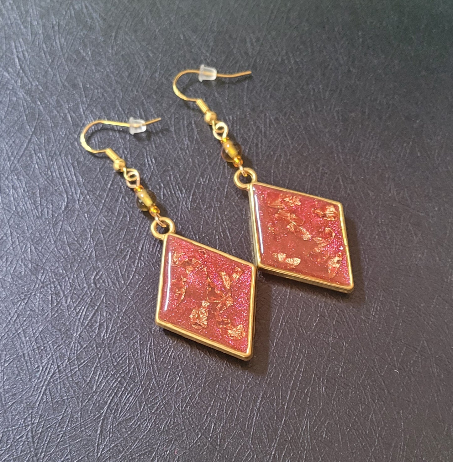 Autumn-inspired Resin Dangle Earrings - Diamond