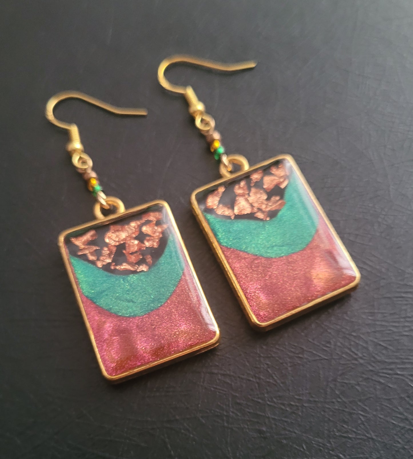 Autumn-inspired Resin Dangle Earrings - Square
