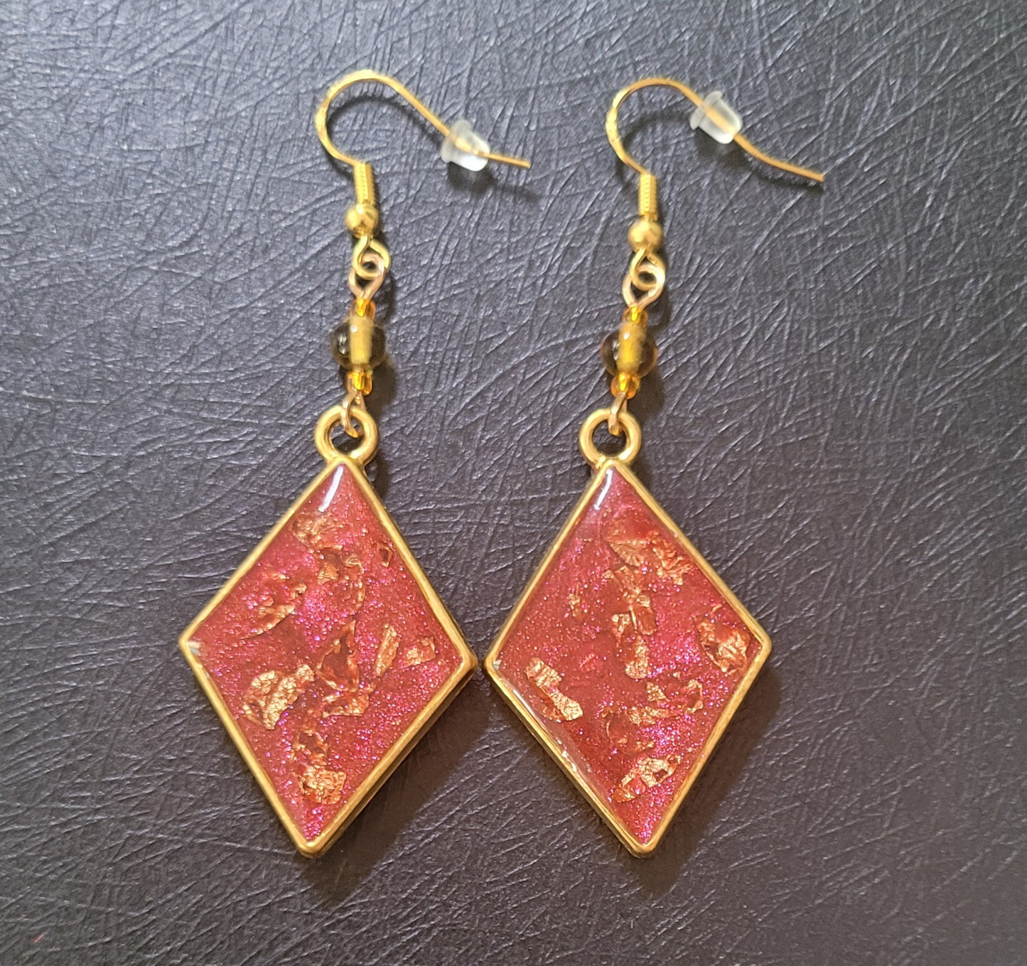 Autumn-inspired Resin Dangle Earrings - Diamond