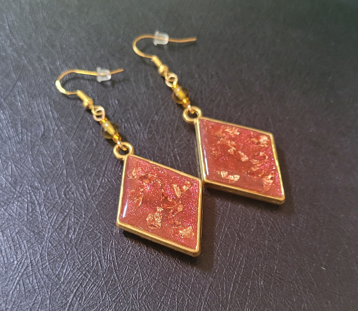 Autumn-inspired Resin Dangle Earrings - Diamond