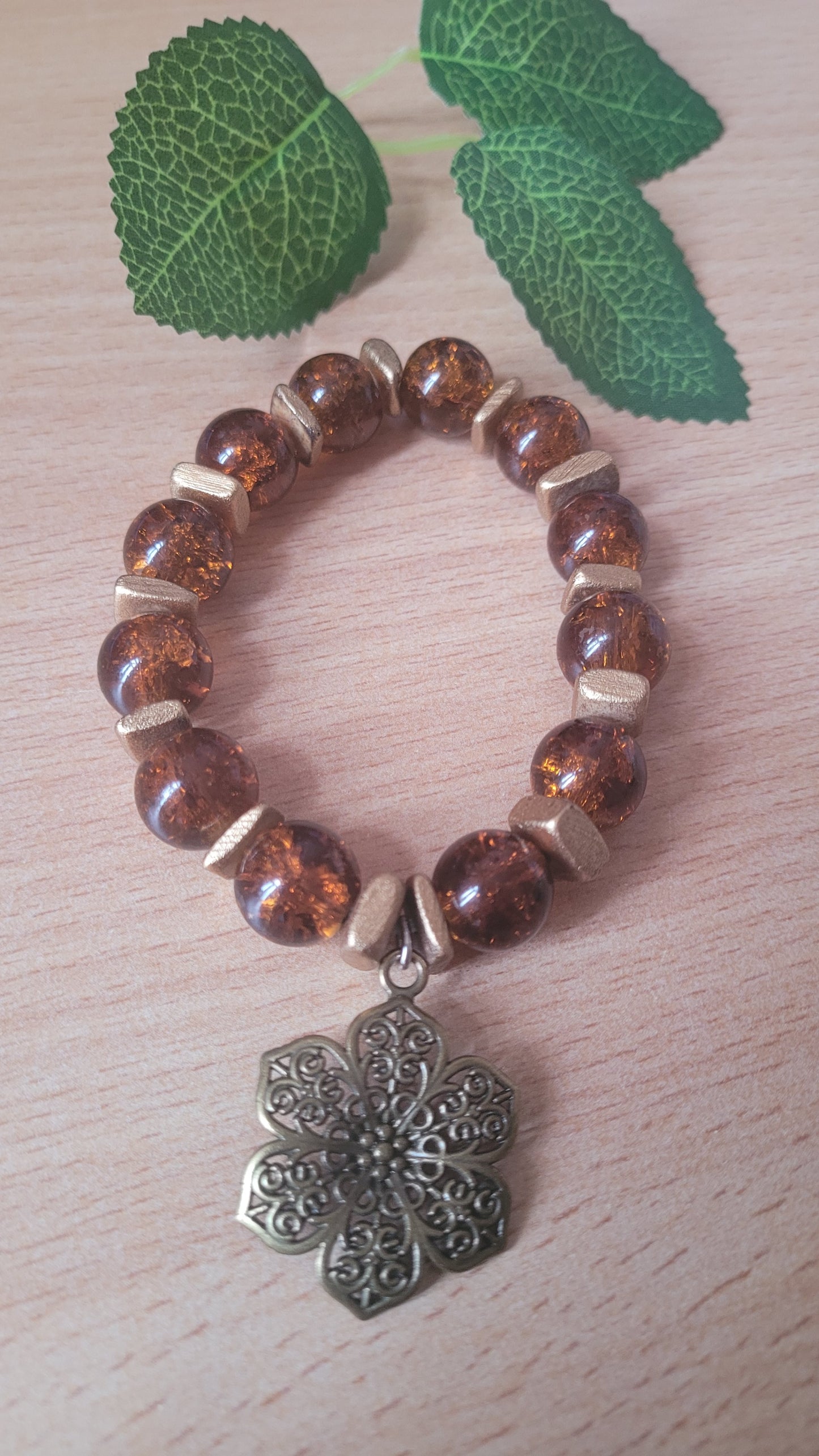 Boho Vintage flower chunky beaded bracelet