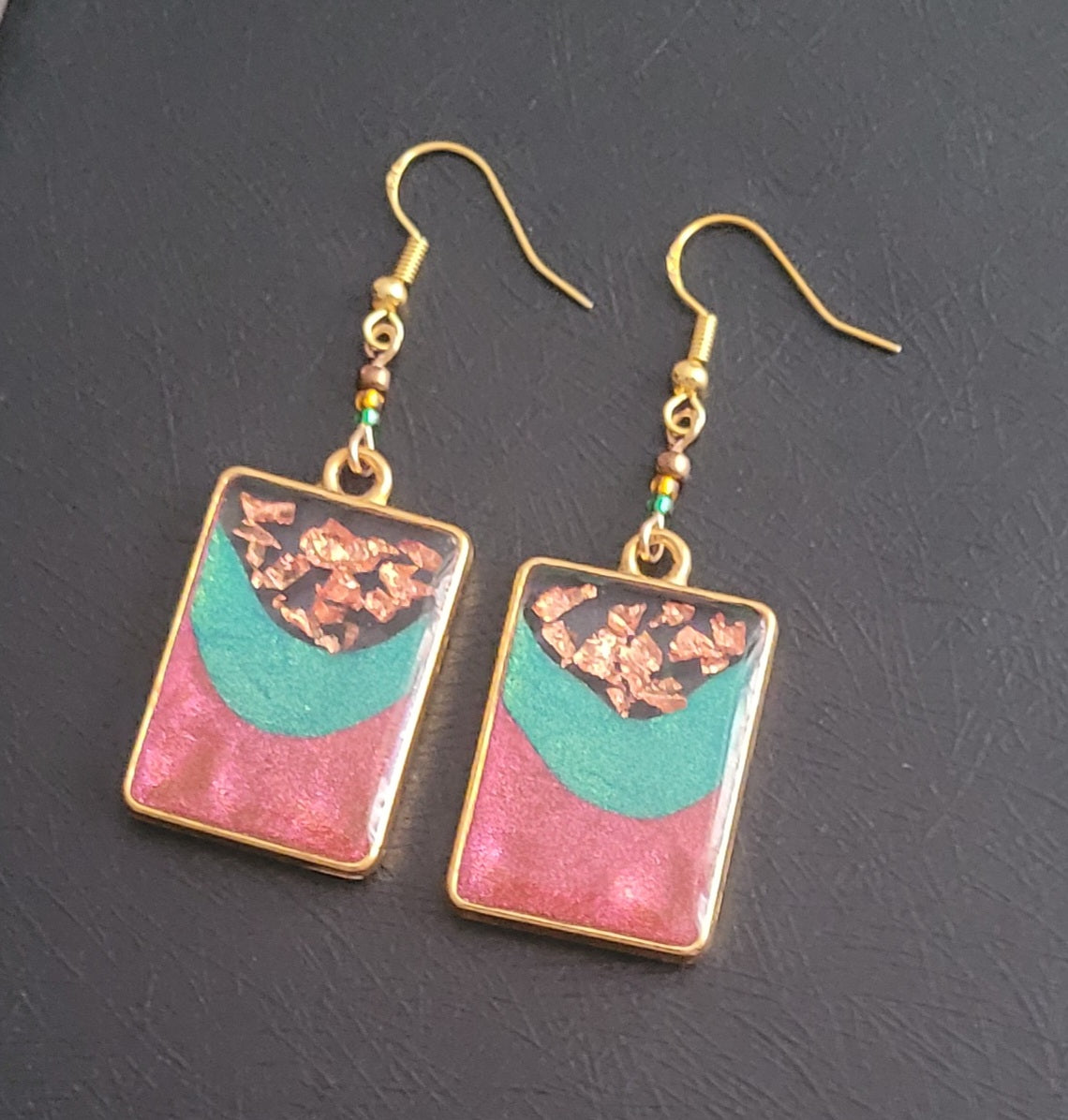 Autumn-inspired Resin Dangle Earrings - Square