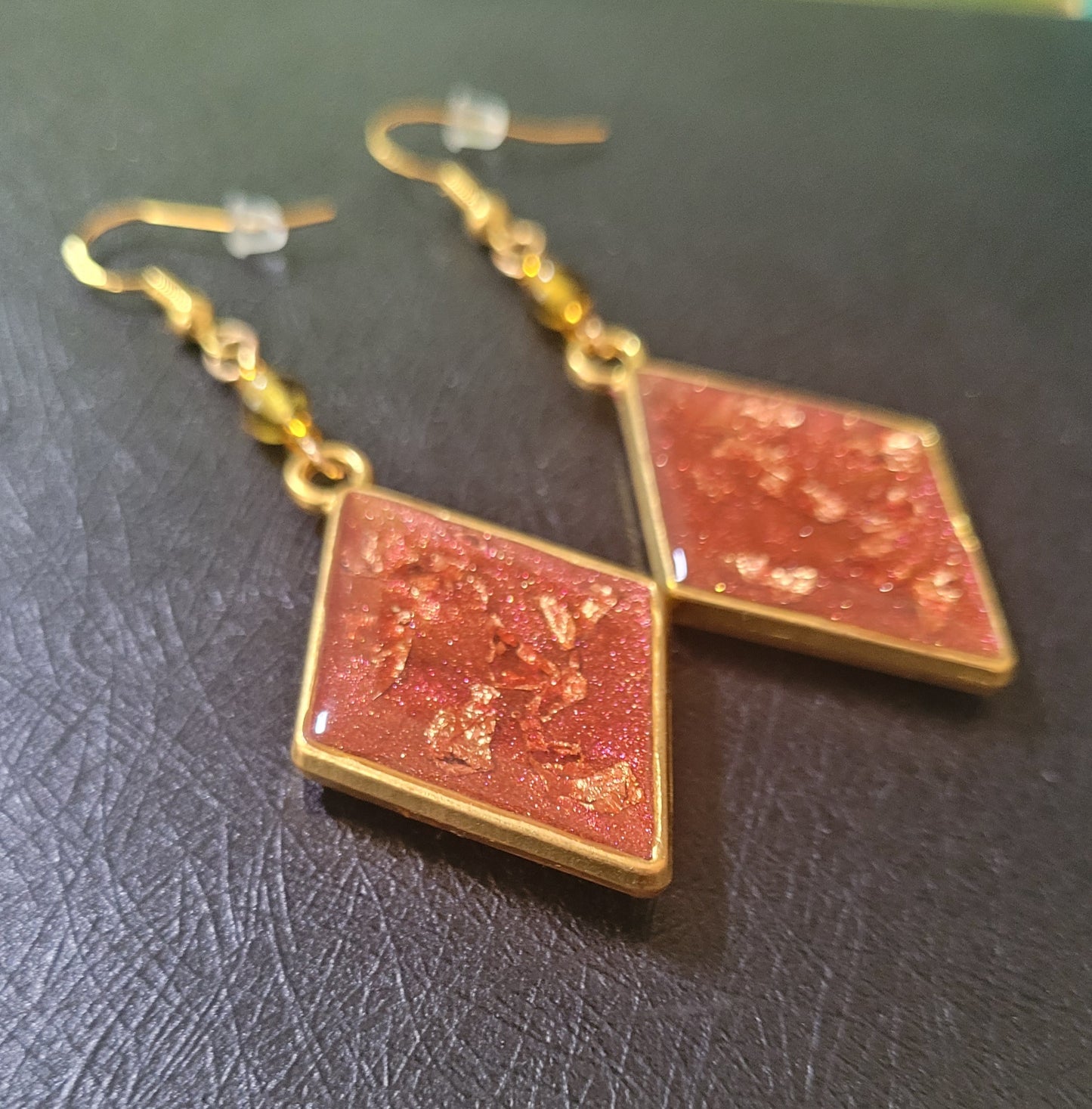 Autumn-inspired Resin Dangle Earrings - Diamond