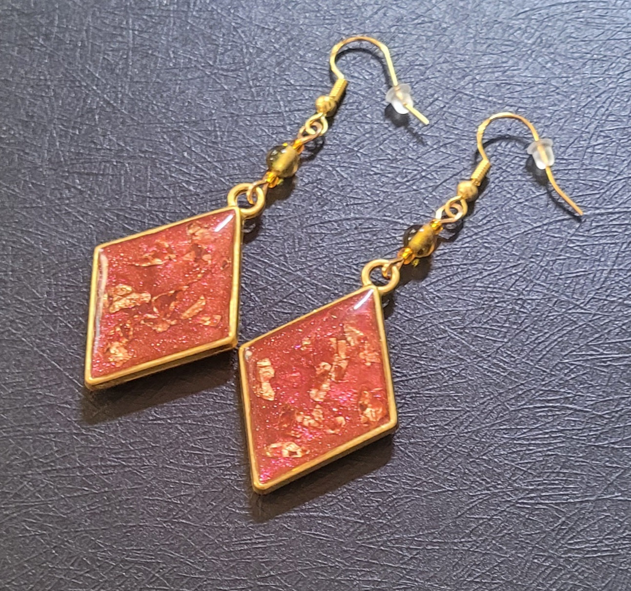 Autumn-inspired Resin Dangle Earrings - Diamond