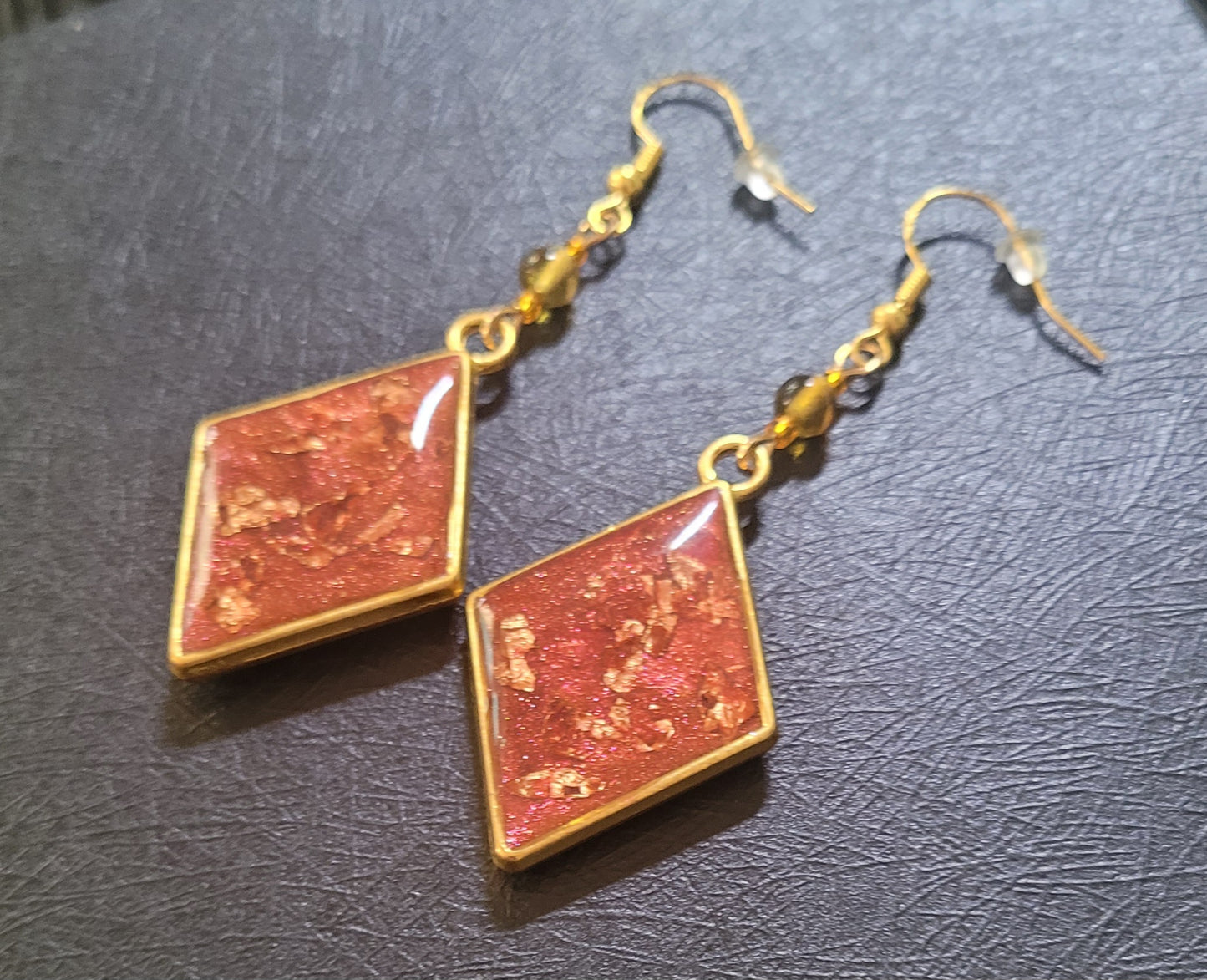 Autumn-inspired Resin Dangle Earrings - Diamond