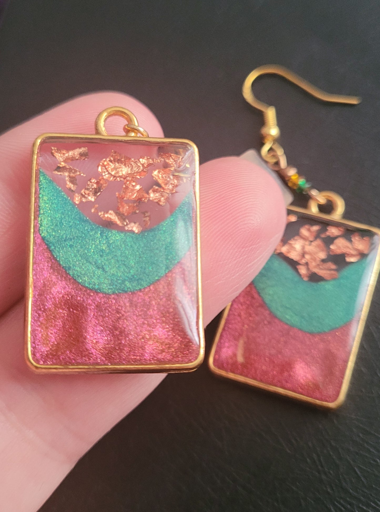 Autumn-inspired Resin Dangle Earrings - Square